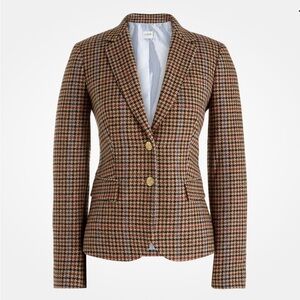 J.Crew Houndstooth Blazer Camel Wool Schoolboy Jacket Women’s 12 EUC